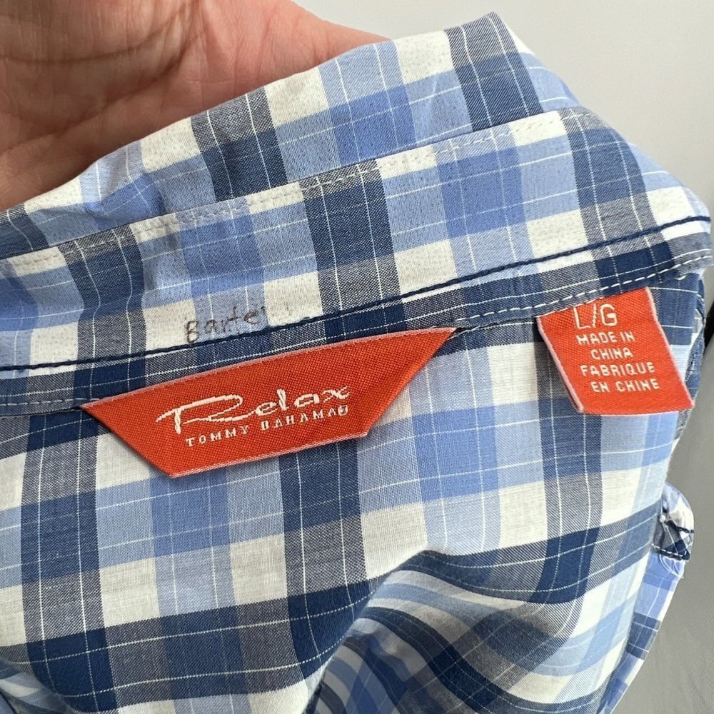 Tommy Bahama‎ Relax Woman's Blue Plaid Shirt Size L - Picture 4 of 5